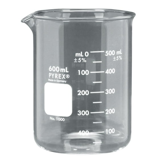 Pyrex Glass Griffin Beaker, Low Form, Measuring, 600 Ml