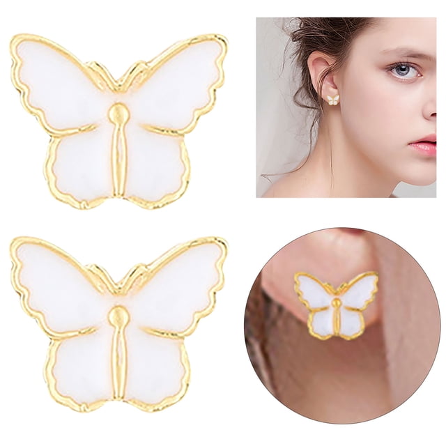 Xihbxyly Liquidación de verano Pendientes blancos pequeños y exquisitos para damas estudiantes de moda coreana