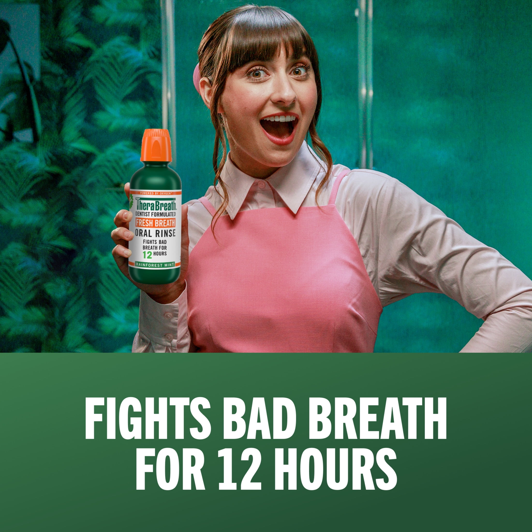 TheraBreath Fresh Breath Mouthwash, Rainforest Mint, Alcohol-Free, 33.8 oz/1 L