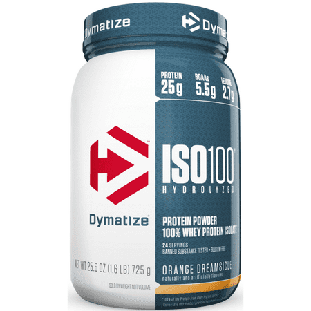 Whey Protein Isolate Dymatize Dymatize ISO 100 Hydrolyzed 100% Whey Protein Isolate Powder, Orange Dreamsicle, 25g Protein/Serving, 1.6 Lb ()