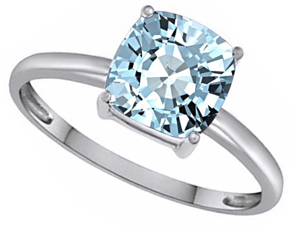 AQUAMARINE BLUE 10mm SOLITAIRE IN CROWN DESIGN 925 STERLING SILVER RING 