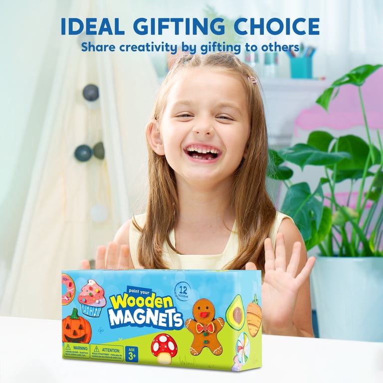 Joyfy 12-Piece Paint Your Own Wooden Food Magnets photo 7