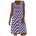 thumbnail image 1 of Fridja Womens Plus Size Pocket Round Neck Sleeveless Striped Dress, 1 of 5