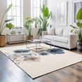 thumbnail image 3 of Large Area Rugs 8'x10', Navy Blue Floral Carpet Runner Indoor Outdoor Rugs Home Decor Aesthetic, Watercolor Flowers Farmhouse Linen Non Slip Mats Washable Accent Rug for Living Room Bedroom, 3 of 8
