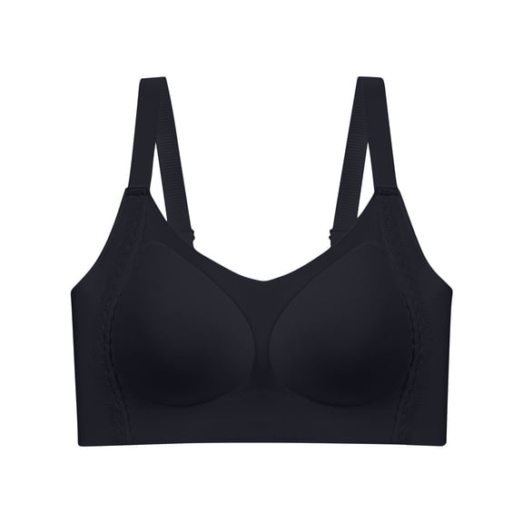 Uootdi Thin Strap Seamless Bras for Women Wireless V Neck Molded Cup Support Bralettes Soft Lift Breathable Dainty Intimates Gift
