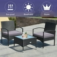 thumbnail image 5 of Costway 3 PCS Patio Wicker Rattan Furniture Set Coffee Table & 2 Rattan Chair W/Cushion Gray, 5 of 8