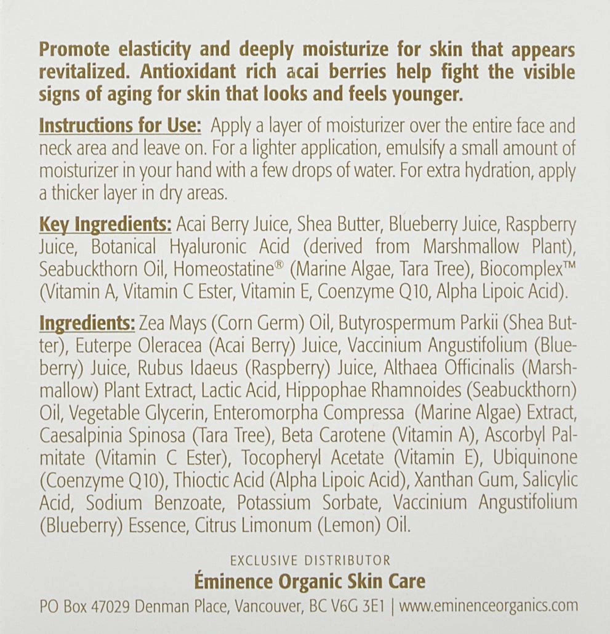 Eminence Organic Skin Care Firm Skin Acai Moisturizer Cream, 2 fl oz