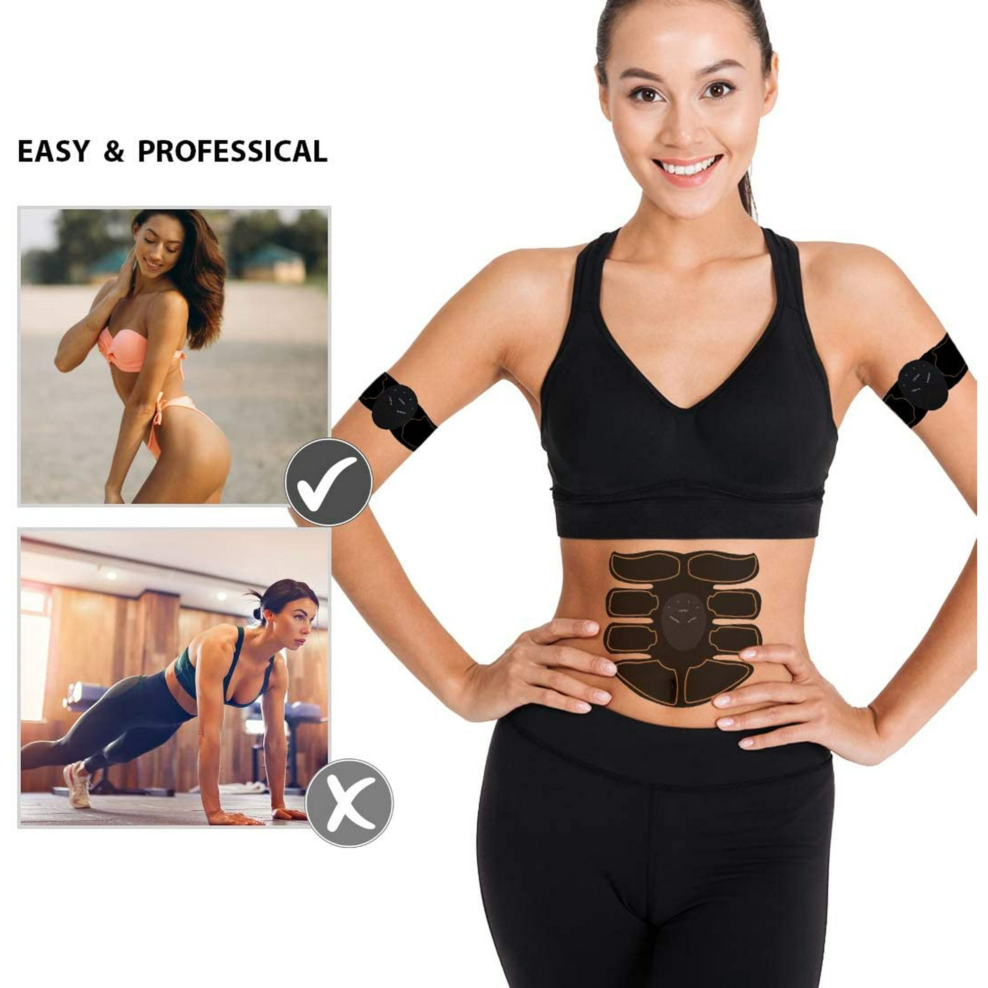 Muscle Toner EMS AB Toning Belt for Body Fitness 6 Modes 10 Levels for Abdomen Leg Arm Abdominal Workout Equipment for Men Women Portable Training Gear at Home Office Wireless Electric ABS