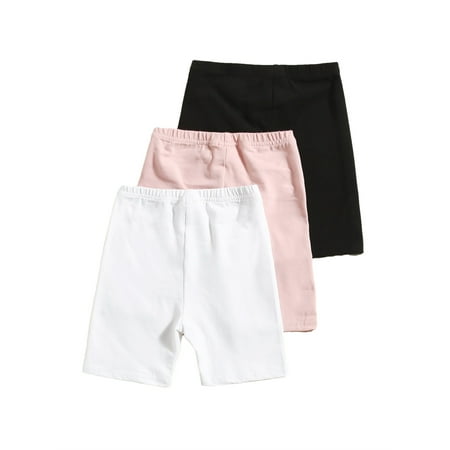 

3pcs Solid Elastic Waist Biker Shorts 3Y Toddler Girls Multicolor Casual