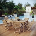 thumbnail image 2 of Modern Contemporary Urban Design Outdoor Patio Balcony Garden Furniture Side Dining Chair and Table Set, Wood, Natural, 2 of 8
