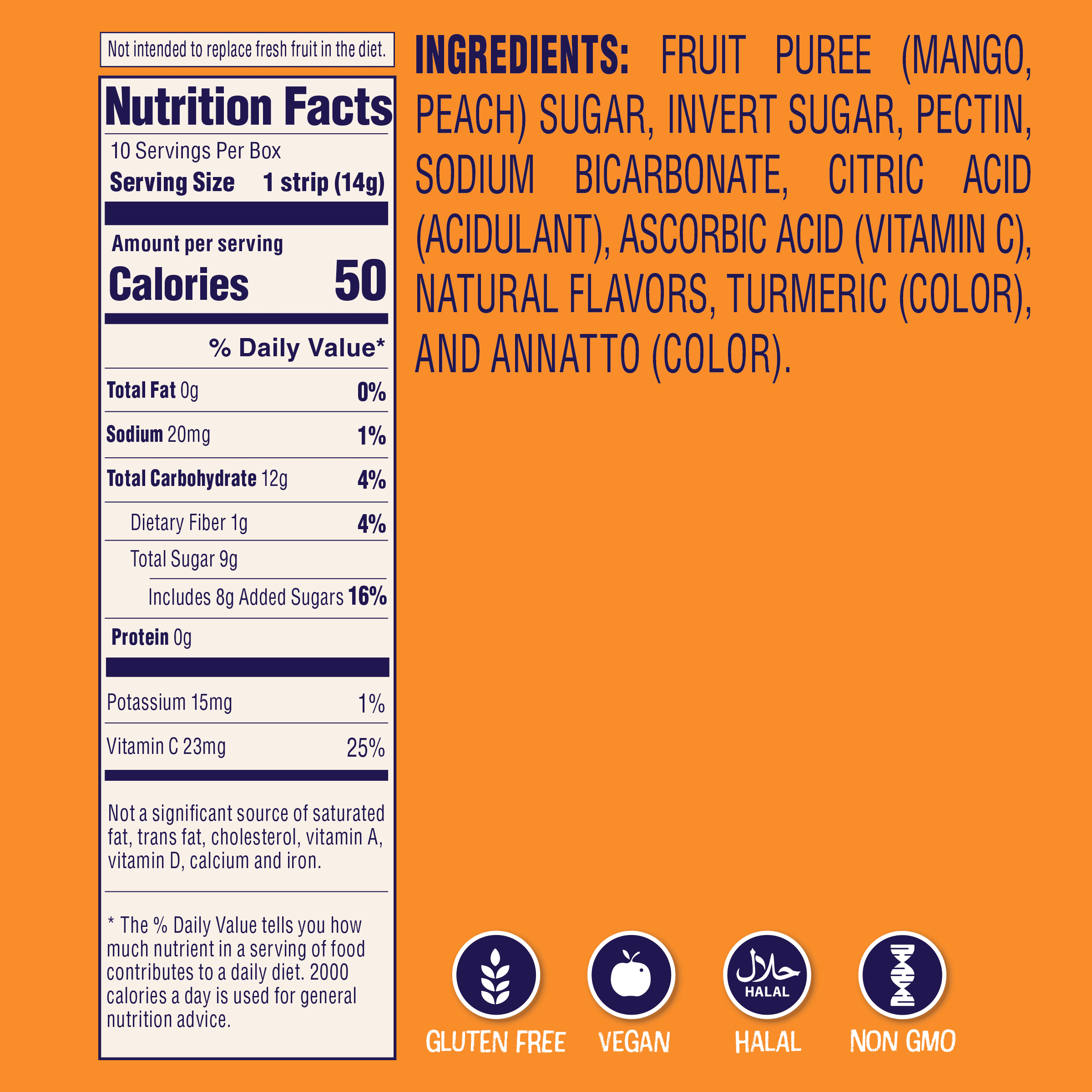 (12 pack) Welch's Fruitfuls Mango-Peach Soft Fruit Strips, .5 oz, 10 Count