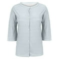 thumbnail image 4 of Jxximdong Button Down Shirts for Women, Womens Half Sleeve Cardigan Shirt Cropped Button Down Tops Oversized Lightweight Ribbed Knit Top, Gray Women's Blouses, 4 of 6