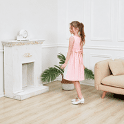 Sunny Fashion Girls Dresses Pink and White Color Block A-Line Party Dress with Bow Tie Size 4-14