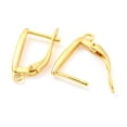 thumbnail image 2 of Brass Hoop Earring Findings with Latch Back Closure Oval Real 18K golden Plated 21x11.5x3mm Hole: 1.6mm Pin: 0.9mm, 2 of 3