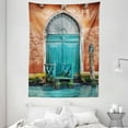 thumbnail image 1 of Venice Tapestry, Ancient Building with Antique Door Entrance City on Water Historical Urban, Wall Hanging for Bedroom Living Room Dorm Decor, 60W X 80L Inches, Cinnamon Sky Blue, by Ambesonne, 1 of 2