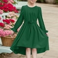 thumbnail image 2 of CAIVO Girls Long Sleeved Dress O-Neck Stylish Flowy Semi Formal Party Dresses With Belt Stylish Toddler Child Daily Wear, 2 of 6