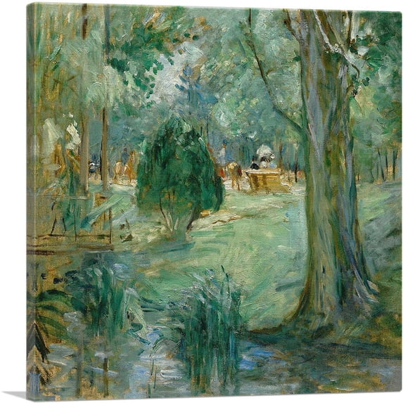 ARTCANVAS Boulogne Wood River 1866 Canvas Art Print by Berthe Morisot - Size: 18" x 18" (0.75" Deep)
