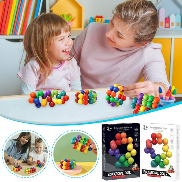sdhkgrrt under $5 2Pcs FidgetToys, Sensory FidgetToysfor AutisticChildren,3D Puzzle Stress Relief Balls,Colorful Decompression Magic Cube,EducationalToysfor Toddlers,Airplane Travel SensoryToys