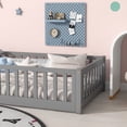 thumbnail image 4 of Miniyam Wood Twin Size Floor Bed with Safety Guardrails, Montessori Bed for Toddler, Gray, 4 of 8