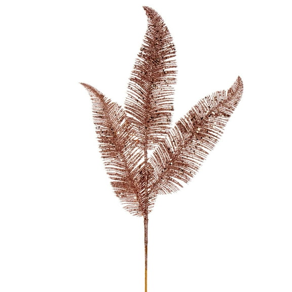 Vickerman 24.5" Café Latte Feather Fern Glitter Spray, 6 per bag.