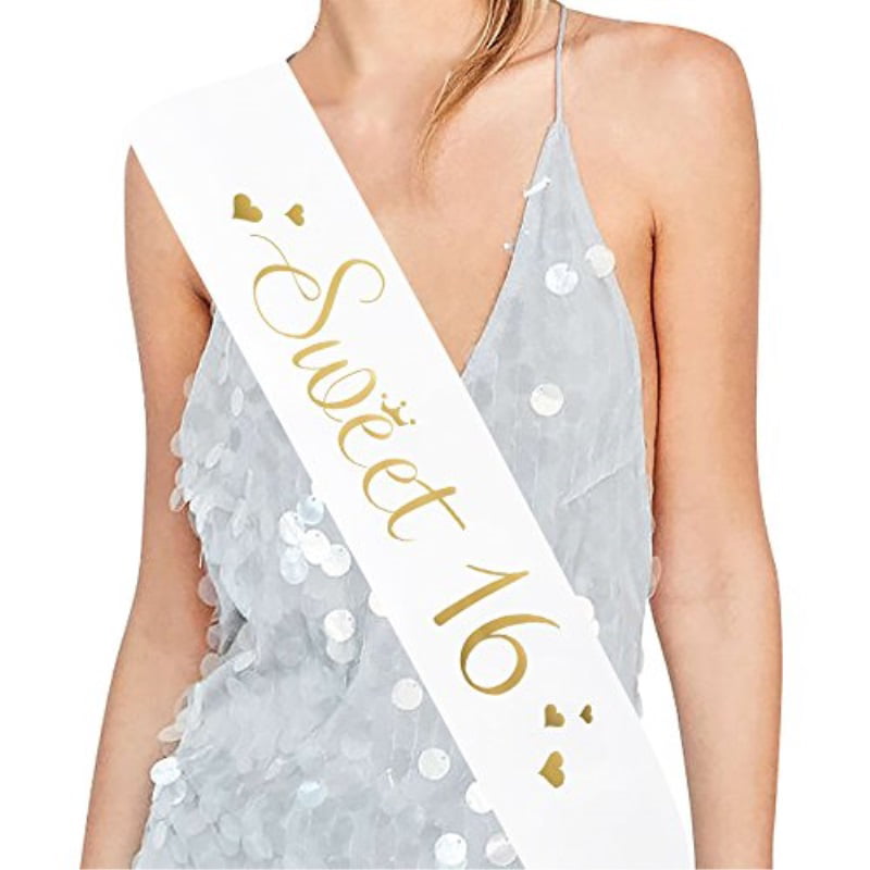 Happy Birthday Sash for Sweet 16 18th 21st 25th 30th 40th 50th or Any Other Bday Party CORRURE 'Birthday Girl' Sash Glitter with Black Foil Silver Glitter Birthday Sash for Women