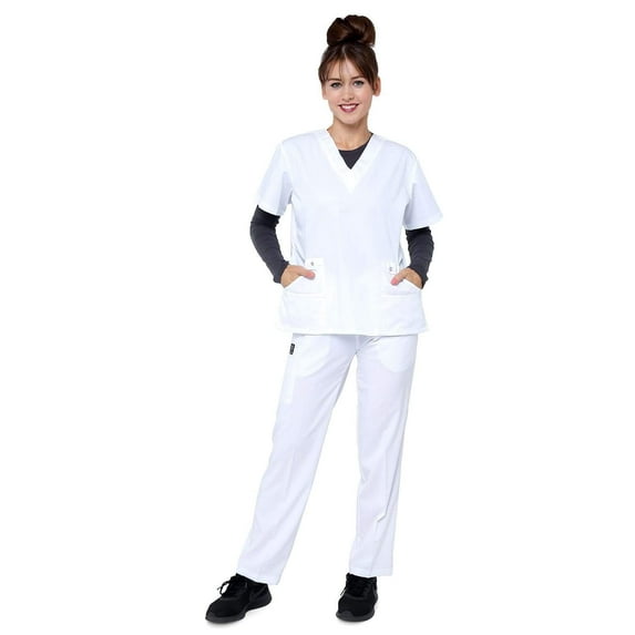 Women's Designer Slim Fit Contrast Medical Scrubs - Style 804