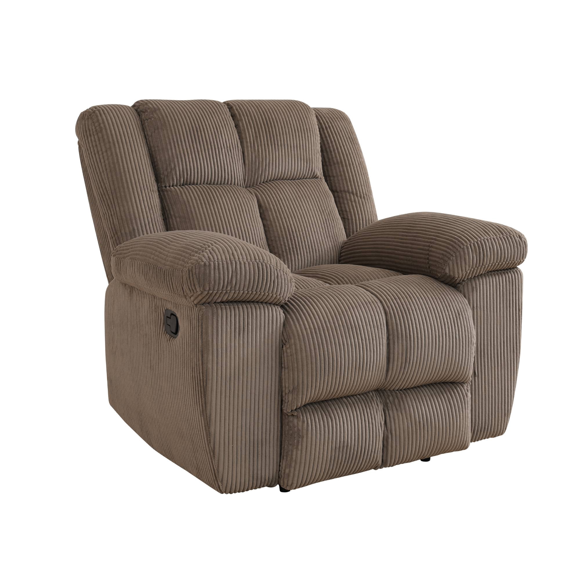 Manual Reclining Sofa, Modern Corduroy Recliner Chair, Comfy Single Sofa Lounge Seating for Small Spaces, Living Room,Brown