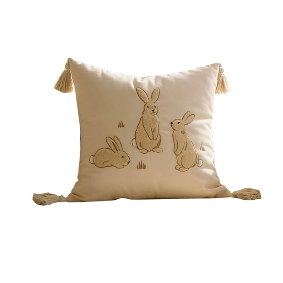 Easter Embroidery Decorative Cover Farmhouse Style Spring Home Pillow