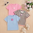 thumbnail image 2 of Splozh Cute Tops for Girls 2T-8T Toddler Girls Shirts 3 Pack Short Sleeve Shirt for Girls Tees Kids Tshirts Clothes Summer Tops,Blue,3-4 Years, 2 of 5