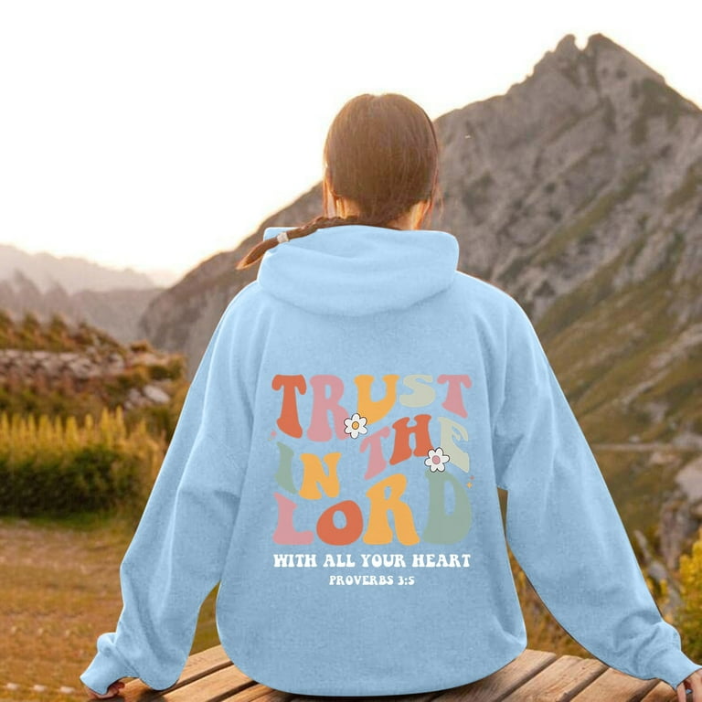 TrendOFT Christian Hoodies for Women Trust In The Lord Graphic