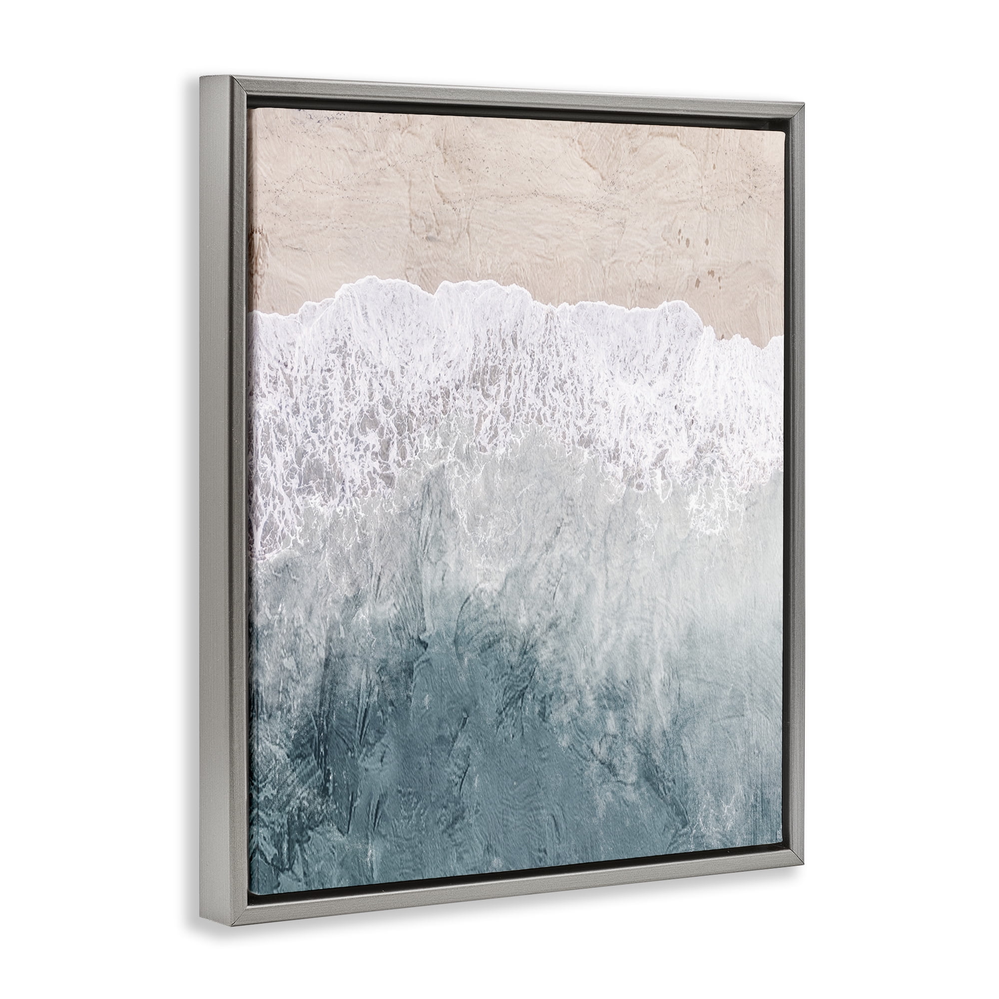 Stupell Industries Beach Top Shore Gray Framed Floater Canvas Wall Art, design by Kim Allen
