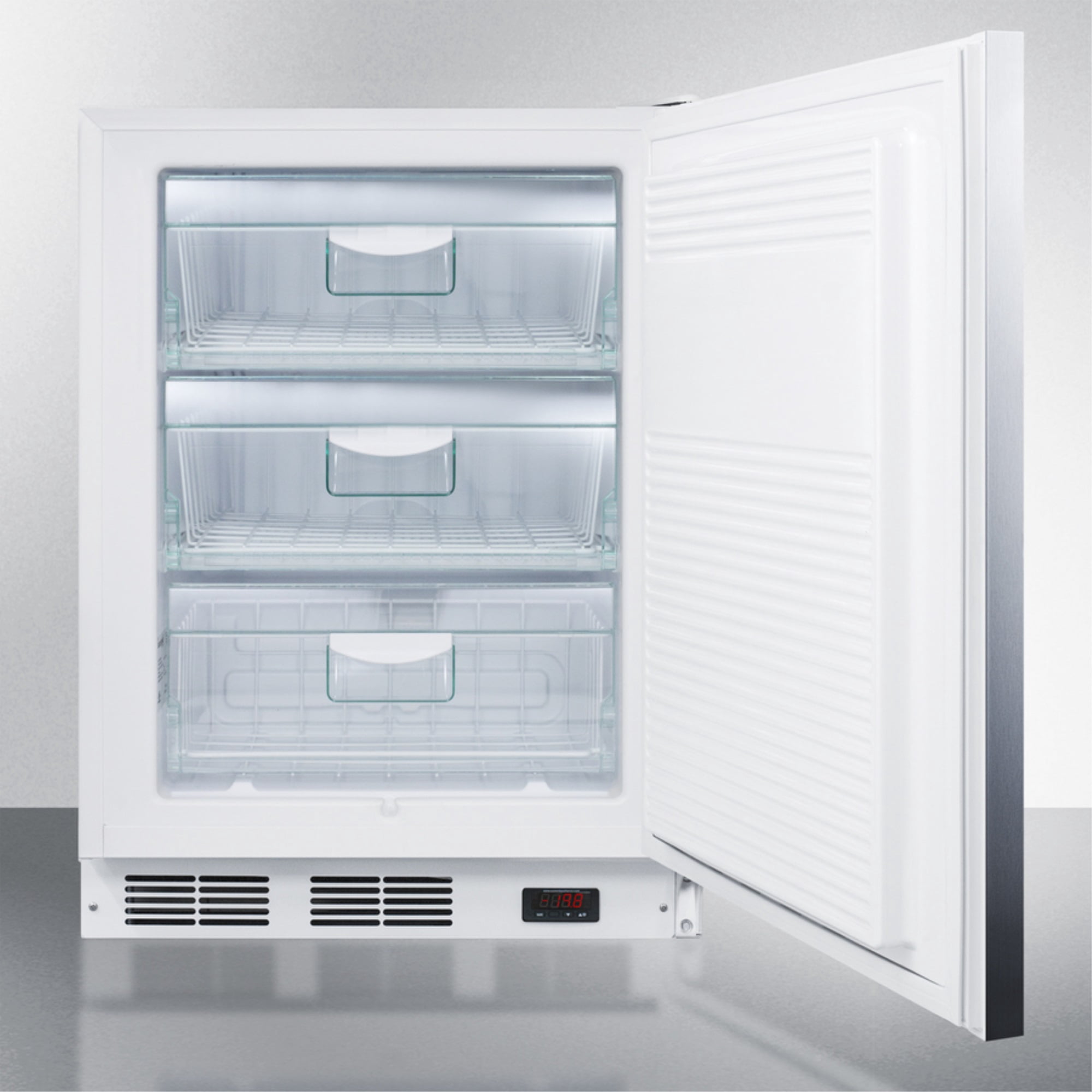 Accucold VT65MLSSHHADA 24 in. Wide ADA Height -25 deg C Manual Defrost All Freezer with Lock, Stainless Steel