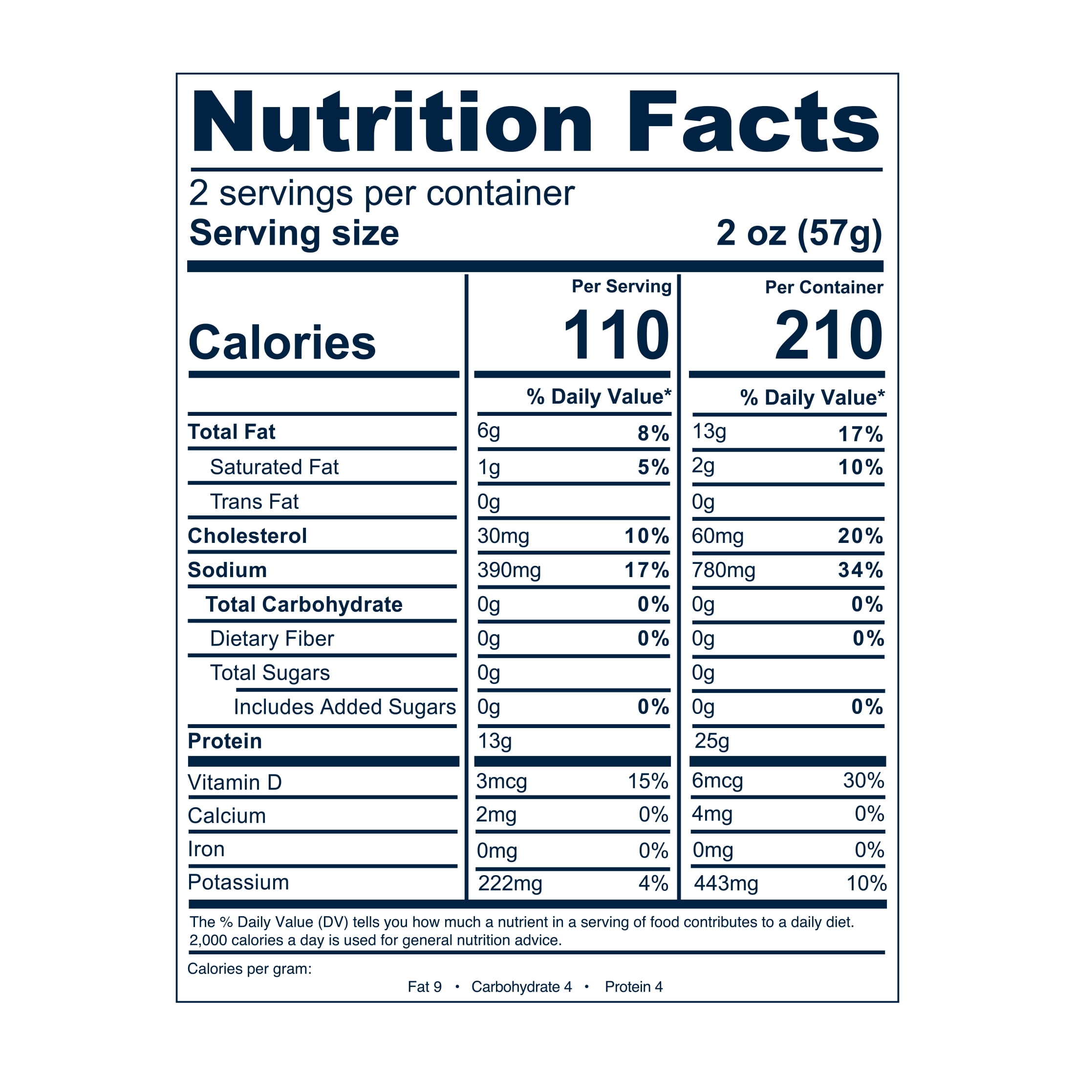 Latitude 45 Roasted Smoked Atlantic Salmon, 4oz package, 2 servings per container, serving size 2oz, 12g protein per serving.