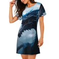 thumbnail image 2 of Easygdp Dragon Tempête Bleue pour Chemise de Nuit Femme Manches Courtes Chemise Décontractée Imprimée, 2 of 6