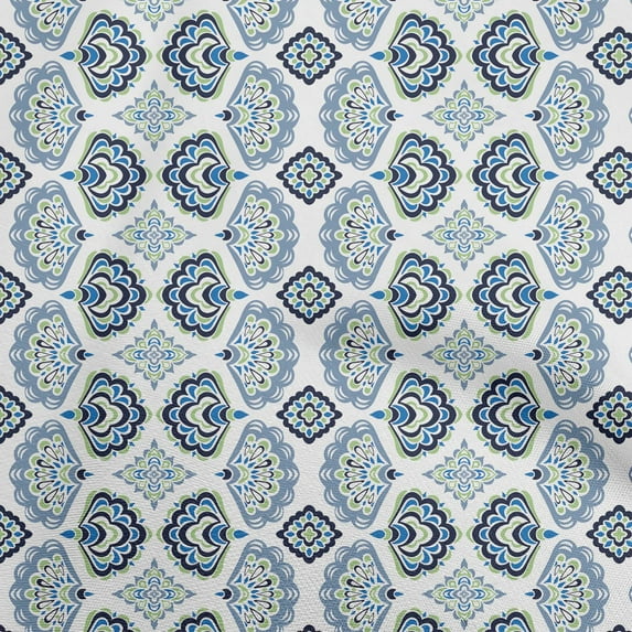 oneOone Polyester Spandex Dusty Blue Fabric Asian Block Diy Clothing Quilting Fabric Print Fabric By Yard 56 Inch Wide