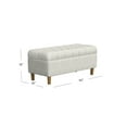 thumbnail image 3 of HomePop Button Tufted Storage Benchs, 40"W x 18"D x 18"H, Cream, 3 of 8