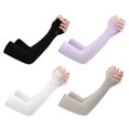 thumbnail image 4 of 4 pares de mangas de brazo con protección UV, transpirables y refrescantes para conducir al aire libre (estilo de punto, negro, blanco, gris y morado)., 4 of 5