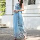 thumbnail image 1 of Vestido Vestido largo de gasa para mujer, vestido largo informal elegante bohemio con dobladillo grande para vacaciones en la playa Cgtredaw L Azul para Mujer, 1 of 1