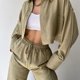 thumbnail image 2 of Conjunto de 2 piezas para mujer top con solapa acogedor y pantalón con cordón ropa de primavera y otoño, 2 of 6