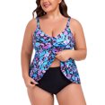 thumbnail image 6 of RELLECIGA Women's Swimsuit Set V Neck Tankini Top with High Waisted Full Coverage Bottom Two Piece Bathing Suit Multi Floral Size XL, 6 of 9