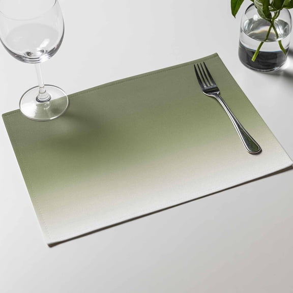 Placemats Set of 6, Sage Green Gradient Ombre Washable Table Mats for Dining Table, Solid Color Background Wipeable Place Mats for Kitchen Indoor Outdoor