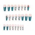 thumbnail image 3 of [Best Gift for your Girls/Womens] Fofosbeauty 24 PCS Coffin Press on Nails, Full Cover Long Fake Nails, Westwood Jade French, 3 of 8