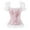 Pink, variant on POIUYTR Women Corset Top with Lace Short Sleeve Lace Up Bustier Waist Trainer Bodyshaper Crop Tops