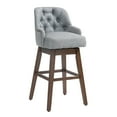 thumbnail image 4 of Counter Height Bar Stools Set of 2, Modern Linen Upholstered Barstools with Button Tufted Back & Nailhead Trims & Solid Wood Legs, Comfy Dining Chairs with 360 Degree Swivel for Kitchen Pub, Gray1, 4 of 7