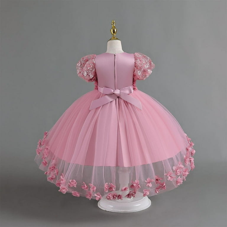LUOGENLI Summer Dresses For Girls 14 16 Years Old New Lace Flower Petal Children s Wedding Dress Princess Dress Little Girls Train Dress Kids Dress