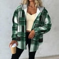 thumbnail image 4 of Hjlmsx Flannel Jacket for Women Trendy Fleece Lined Button Down Plaid Shacket Long Sleeve Hooded Jackets Fall Winter Coats Army Green XL, 4 of 7