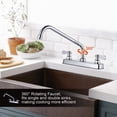 thumbnail image 6 of Wowow Double Handle Deck Mount Standard Kitchen Faucet in Polished Chrome, 6 of 6