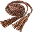 thumbnail image 5 of Kukuzhu Women Tassel Braided Waist Belt Skinny Woven Belt for Dress, 5 of 6