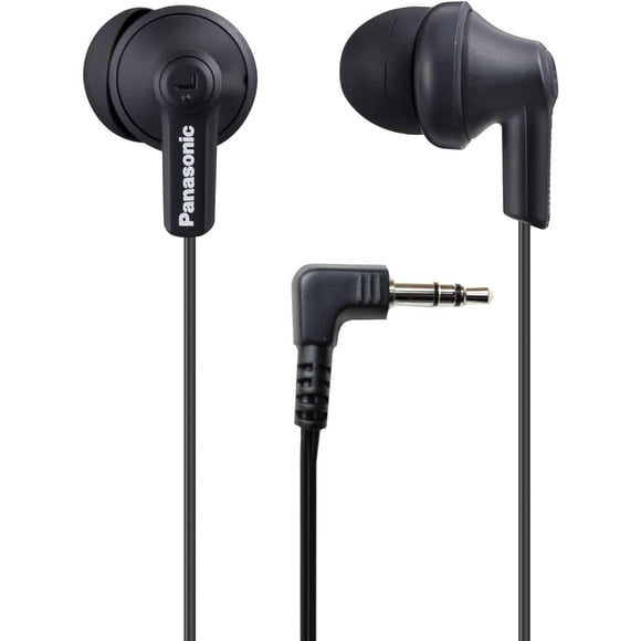 Panasonic ErgoFit Auriculares con cable, auriculares internos con sonido dinámico cristalino y auriculares ergonómicos de ajuste personalizado (S/M/L), conector de 3,5 mm para teléfonos y portátiles,