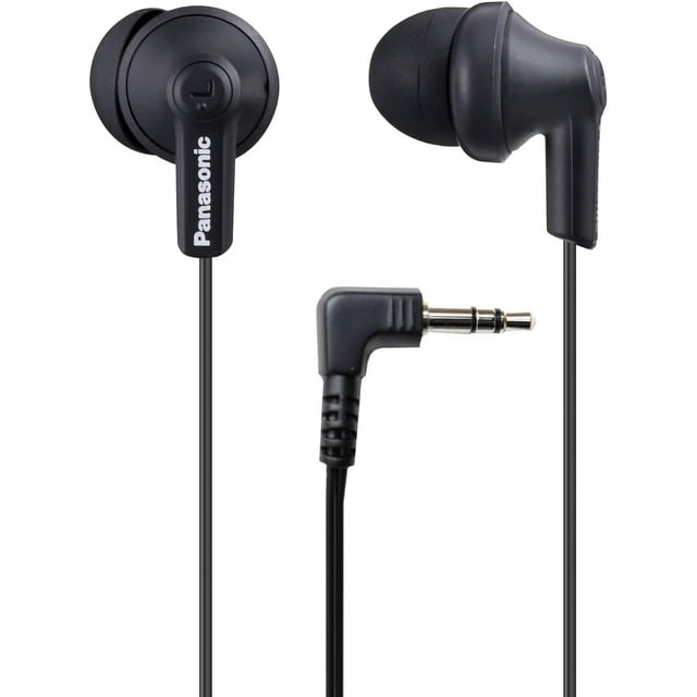 Panasonic ErgoFit Auriculares con cable, auriculares internos con sonido dinámico cristalino y auriculares ergonómicos de ajuste personalizado (S/M/L), conector de 3,5 mm para teléfonos y portátiles,